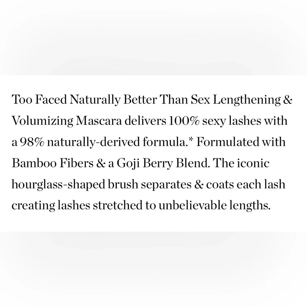Too Faced Naturally Better Than Sex Mascara BLACK 👁️ NEW IN BOX
